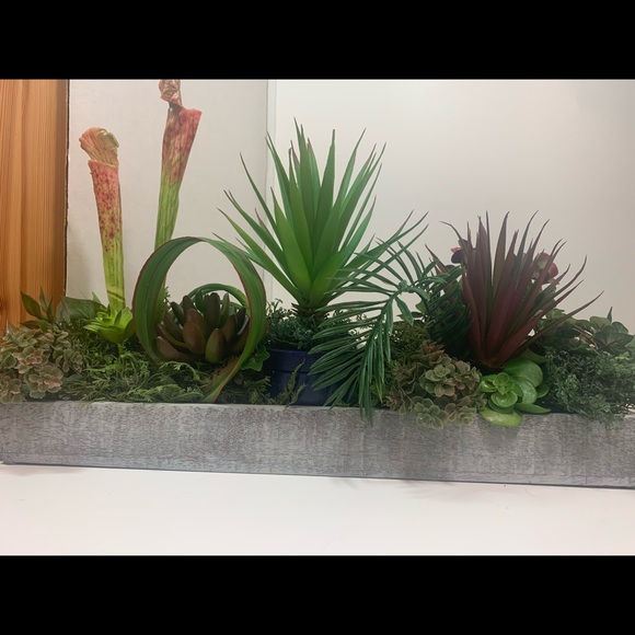 Handcrafted and DesignedArtificial Silk Succulent Garden - Long and Low